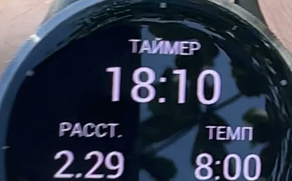 Часы на старте: 2.29 км, темп 8:00